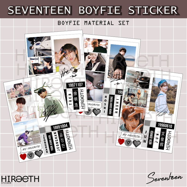 

Stiker Boyfie Material Aesthetic Sticker Lucu Seventeen s.coups mingyu dk the8 jun jeonghun joshua wonwoo dino seungkwan jeonghan woozi hoshi svt