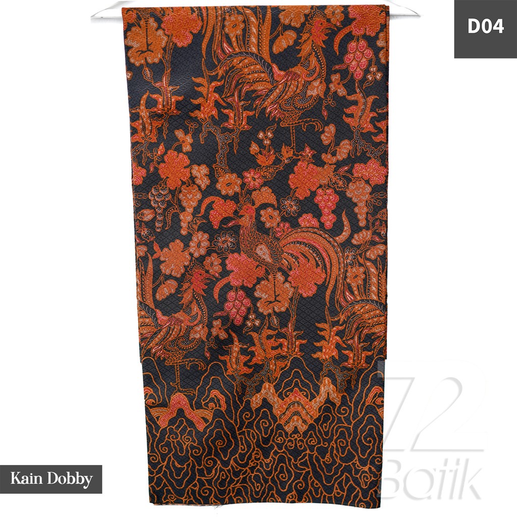 KAIN BATIK PREMIUM Bahan Dobby Motif Jago Alas Warna Hitam Black Orange 725803 CAP 72 - Jarik Jarit Samping Kebat Panjang Batik Dobby Modern Premium Bahan Seragam Batik Pernikahan Kantor Keluarga Murah Kamen Jadi Batik Bali Lembaran