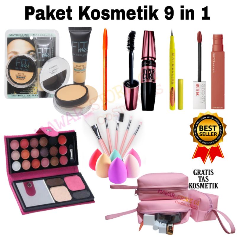 Paket Make Up Maybelline / Paket Kosmetik Maybelline 9 In 1 Lengkap / Paket Hemat