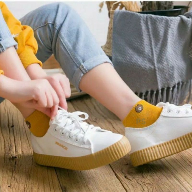 Kaos Kaki Fashion Wanita Pria  Motif Semata Kaoskaki Ankle Socks BERUANG BUNGA BEAR DAISY FLOWER PS-7
