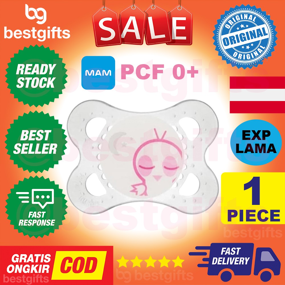 MAM PACIFIER PCF NIGHT 0+ MONTHS GIRL BLUE BIRD EMPENG MALAM PUTING SUSU IBU DOT ANAK BAYI 0 BULAN