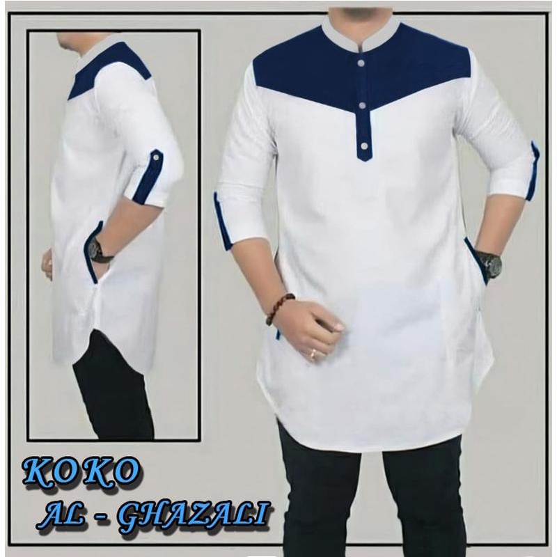 Dannis Koko Dewasa D' Shape Mm 62308-65255 Koko Al-Ghazali Baju Koko Qurta Pria,Baju Koko Pria Model