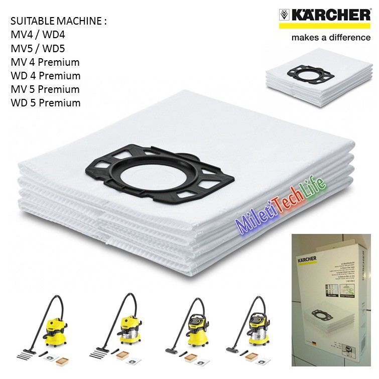 Karcher Fleece Filter Bag WD4 WD5 Kantong Debu Accessories