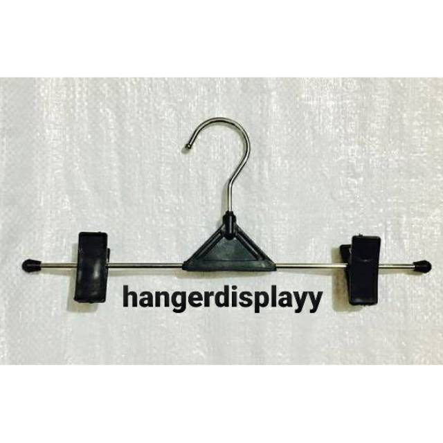 Hanger Gantungan Jepit Celana Kawat Besi Plastik / Gantungan Celana Rok Dan Baju Geser (1 Lusin)