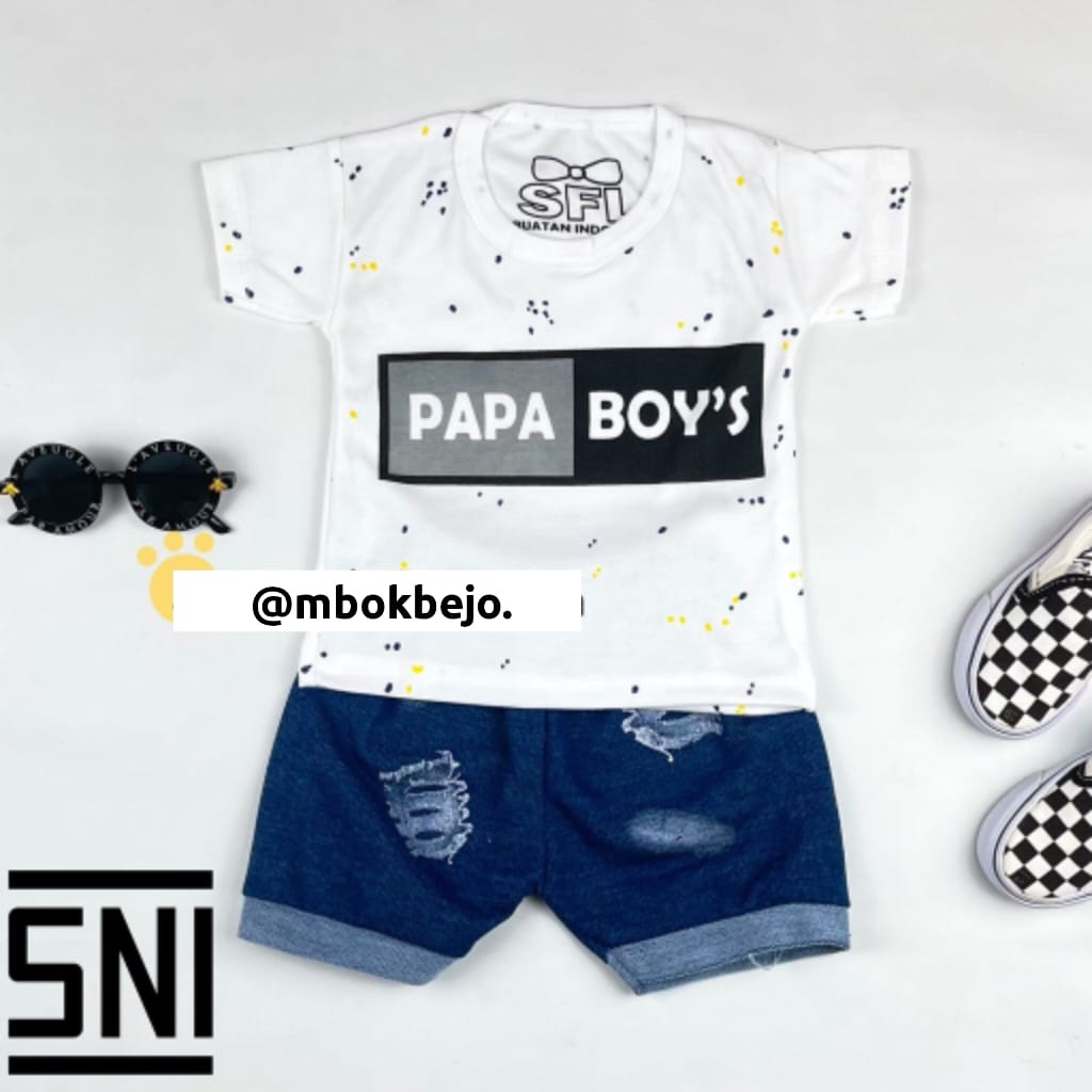 SETELAN BAJU ANAK COWOK MAMA PAPA BOY'S MURAH SET PAKAIAN ANAK COWOK