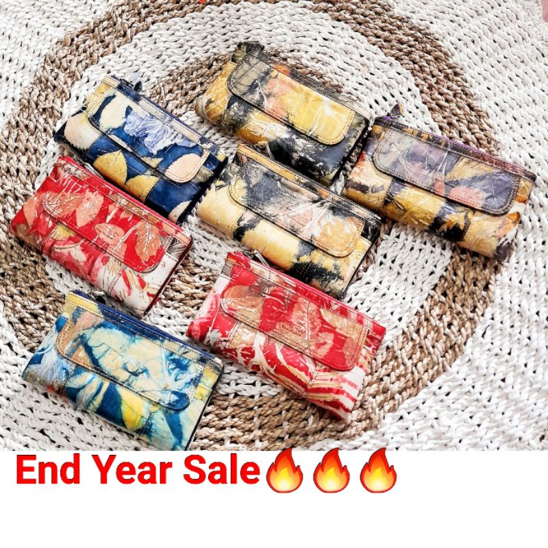 DOMPET KULIT SAPI ECOPRINT 100% ASLI KULIT ANANTIO