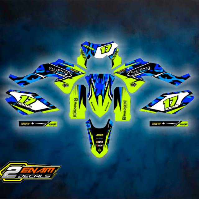 Decal KlX BF TRAIL Biru Army Hijau