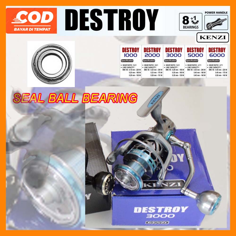 REEL PANCING POWER HANDLE KENZI DESTROY 1000 2000 3000 5000 6000 8+1 SEAL BALL BEARING