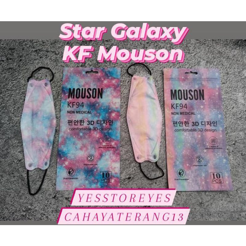 READY MASKER KF94 KF MOUSON GRADASI STAR GALAXY GALAKSI OMBRE isi 10 lbr tali hitam PELANGI RAINBOW
