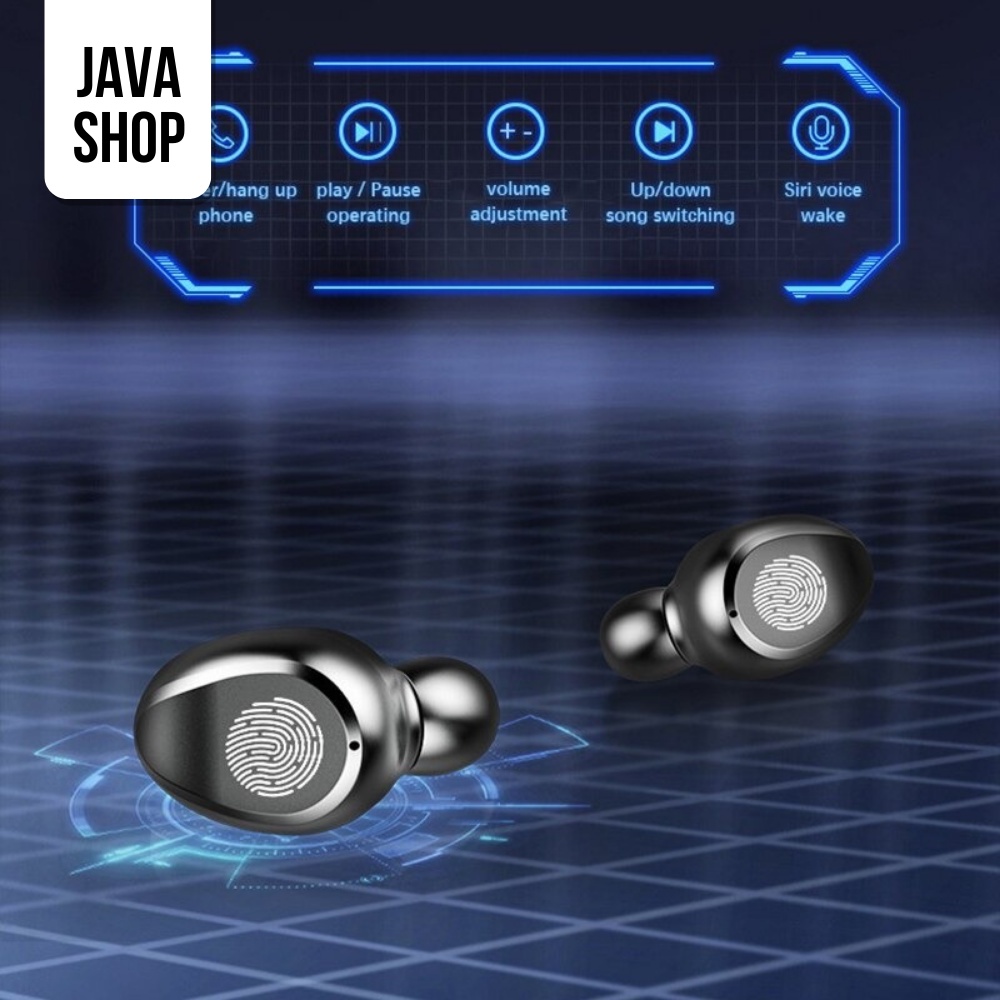 JAVASHOP Headset TWS F9 Bluetooth Earphone Wireless LED Display Smart