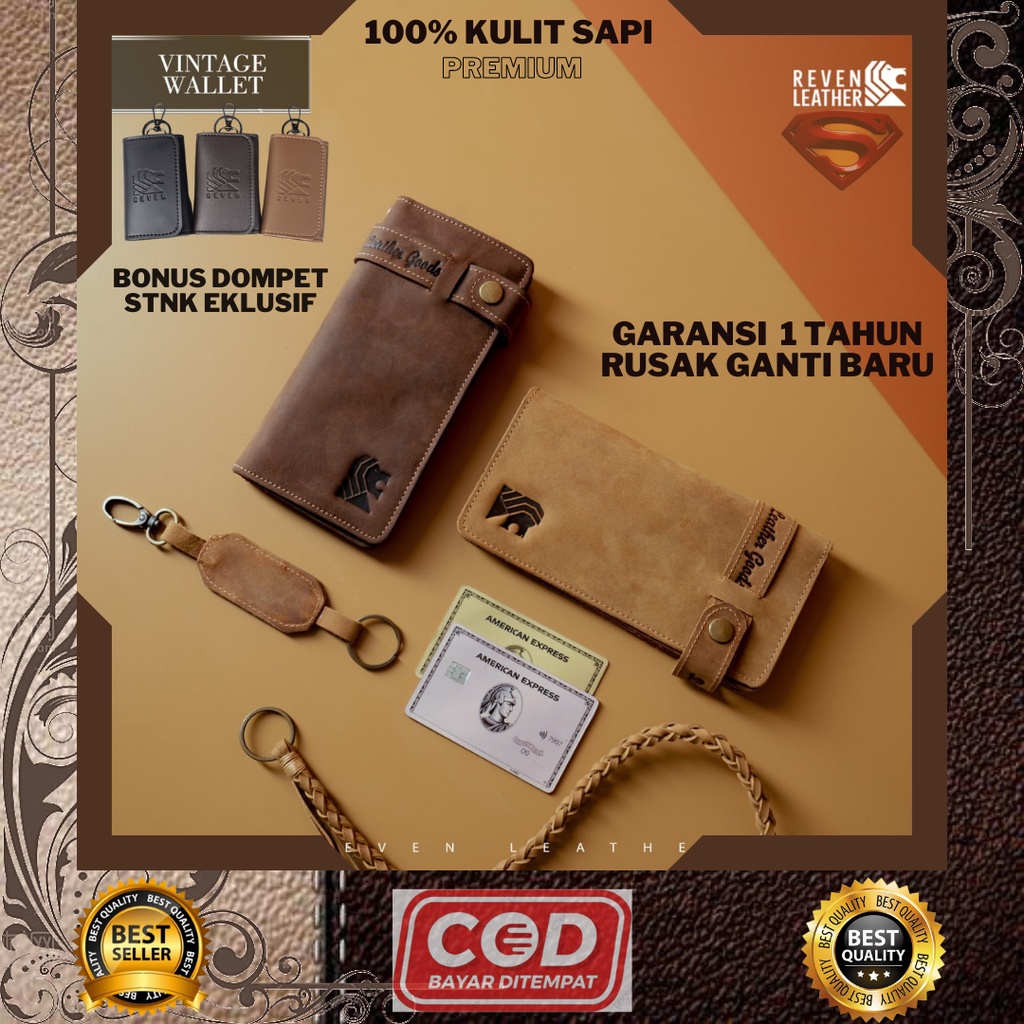 DOMPET KULIT SAPI ASLI PRIA COWOK ORIGINAL MOTIF POLOS MODEL DOMPET LIPAT KULIT ASLI COWOK | REVEN V
