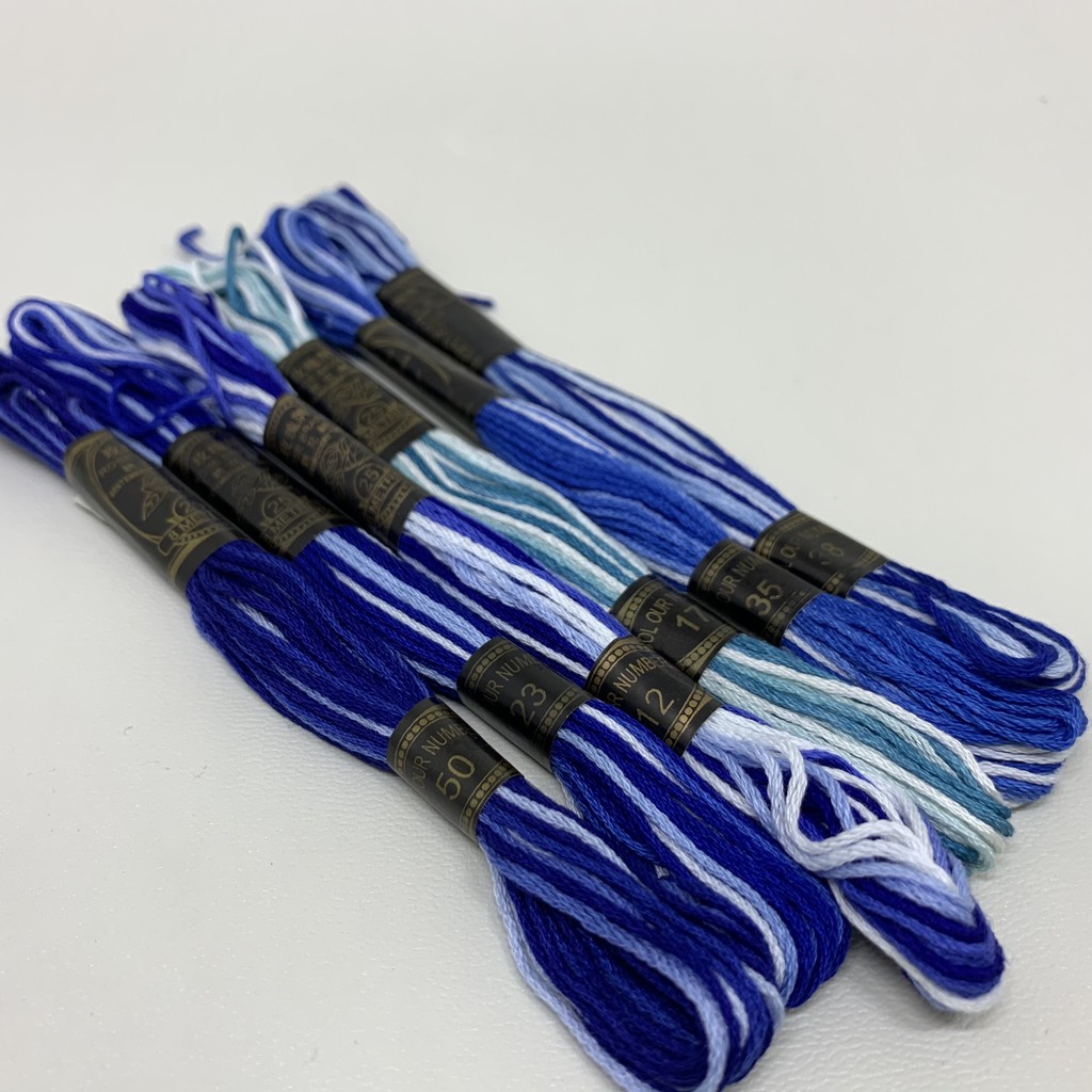 Benang Sulam Rose Gradasi - Sembur - Kombinasi - 2 Warna - Two Tone Biru