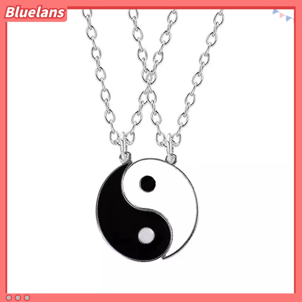 1 Pasang Kalung Liontin Tai Chi Bahan Alloy Tahan Karat Untuk Unisex