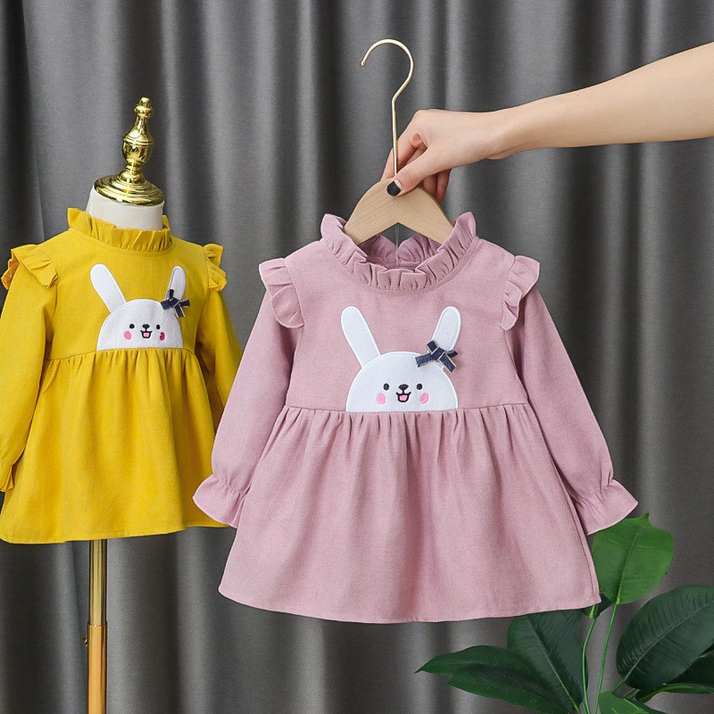 DR41, 0-2Thn Dress Anak Bayi Import Happy Kelinci