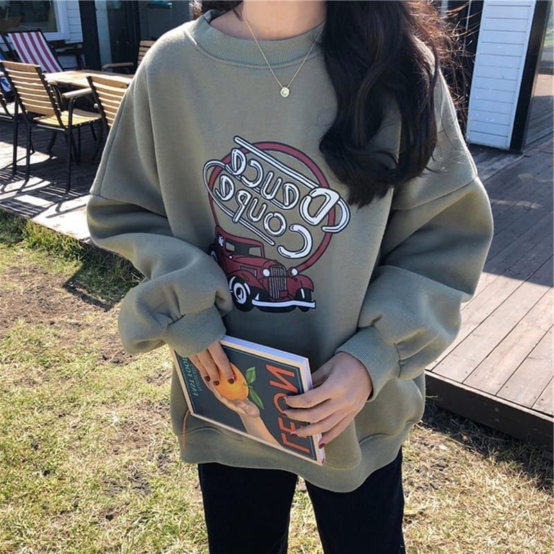 Sweater Wanita Basic Oblong  Style korea - Deuc Coupc Sweater Oversize - Crewneck Fleece Tebal