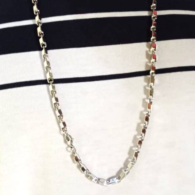 Kalung pria silver titanium 75cm