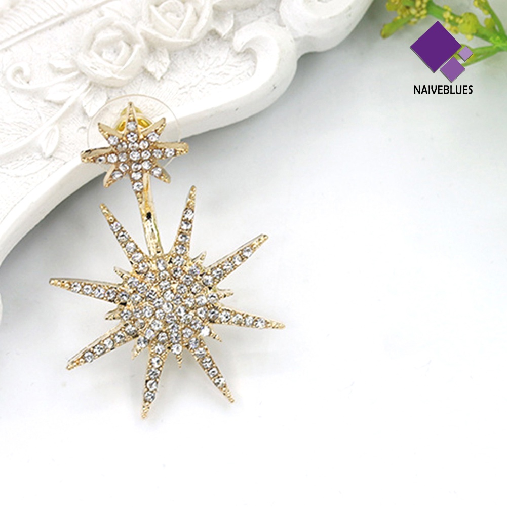 Naiveblue 1pc Anting Tusuk Elegan Aksen Berlian Imitasi Untuk Perhiasan Wanita / Pesta Cocktail