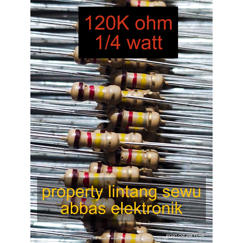 10PCS resistor 120k ohm 120 kilo ohm 120000 ohm 0.25 watt