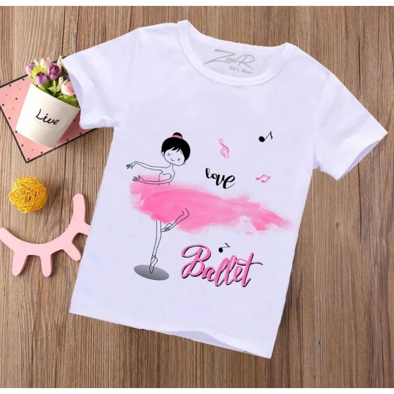 Baju bayi atasan kaos bayi usia 3-9 bulan-35 Putih Ballet