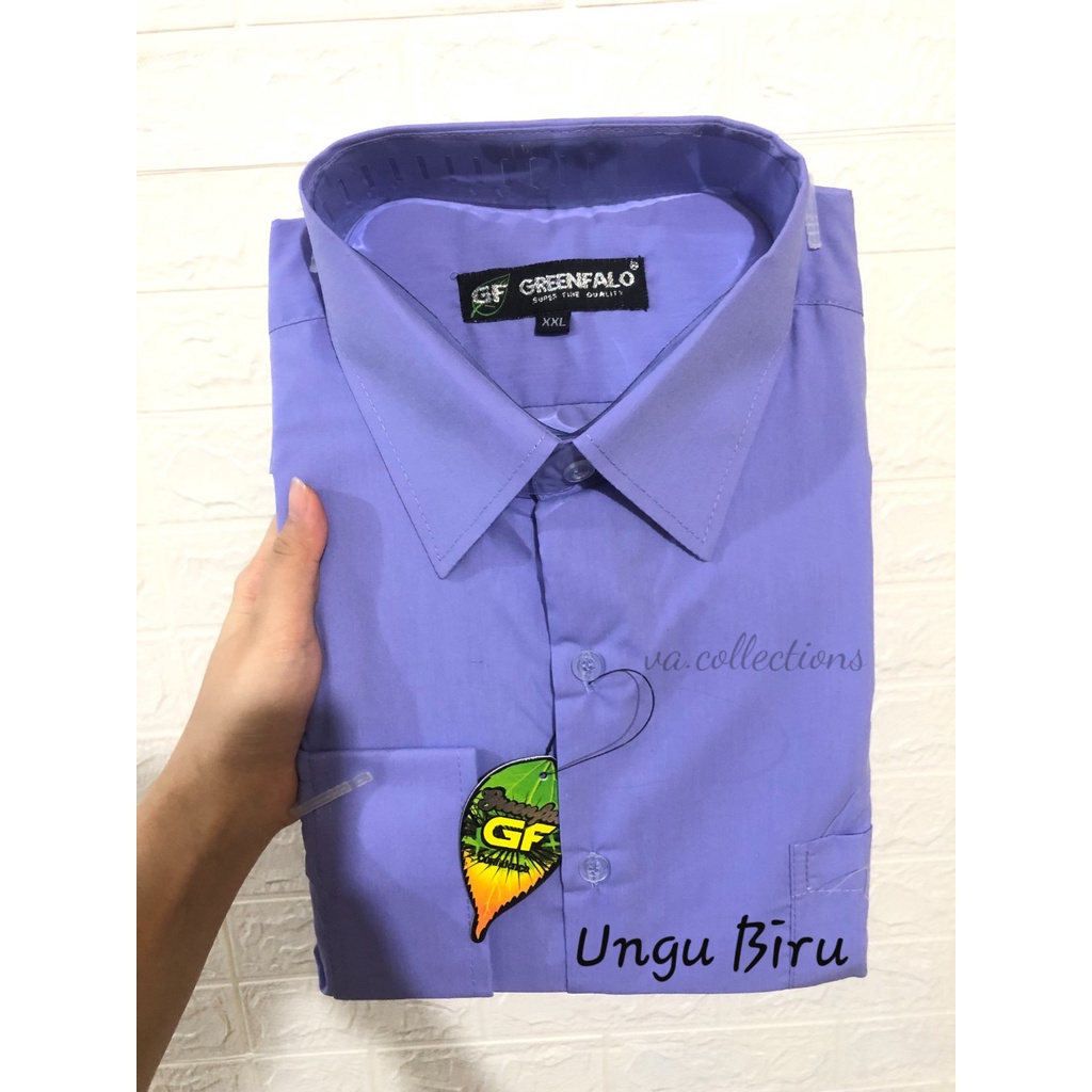 KEMEJA PRIA GREENFALO - KEMEJA POLOS LENGAN PANJANG PRIA UNGU BIRU / UNGU2