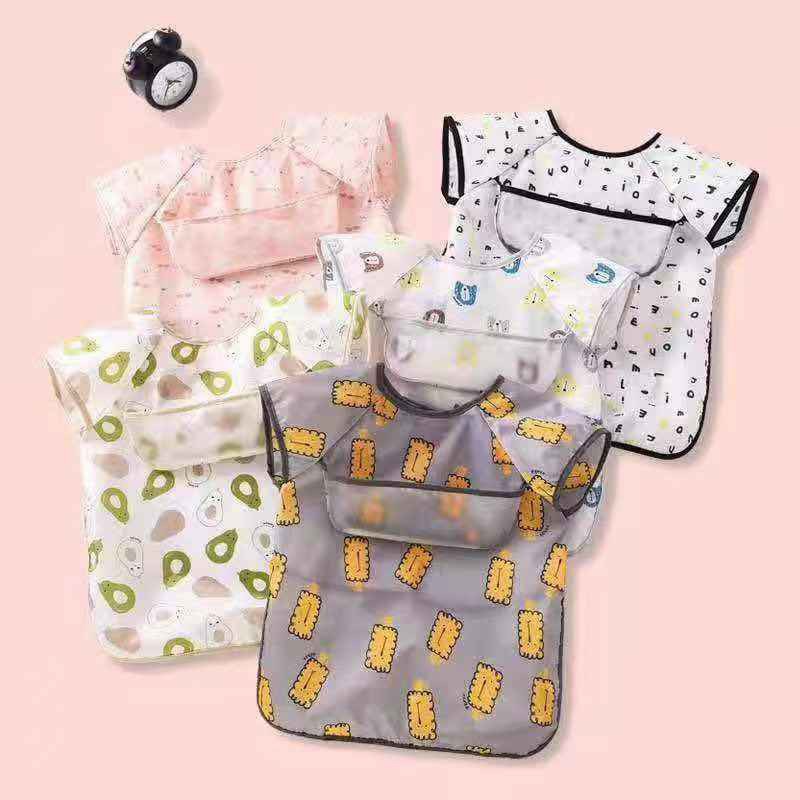 celemek bayi lengan pendek dengan kantong waterproof