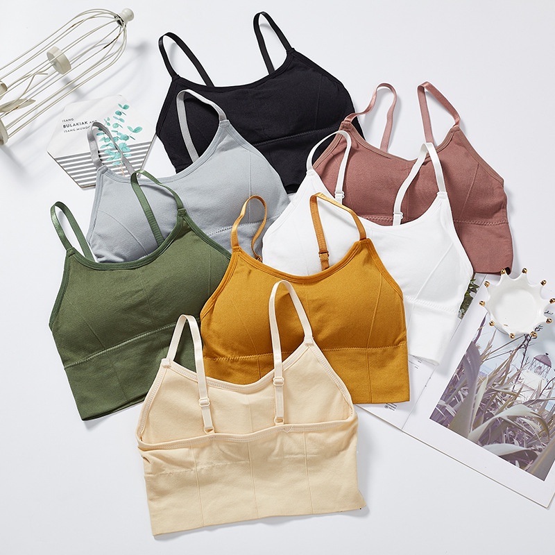 Kemben Bra Seamless Korean Tank Top Bralette Pakaian Dalam Wanita Crop Top Sport Bra Kemben Pendek BH Cewek Tanpa Kawat Tanktop