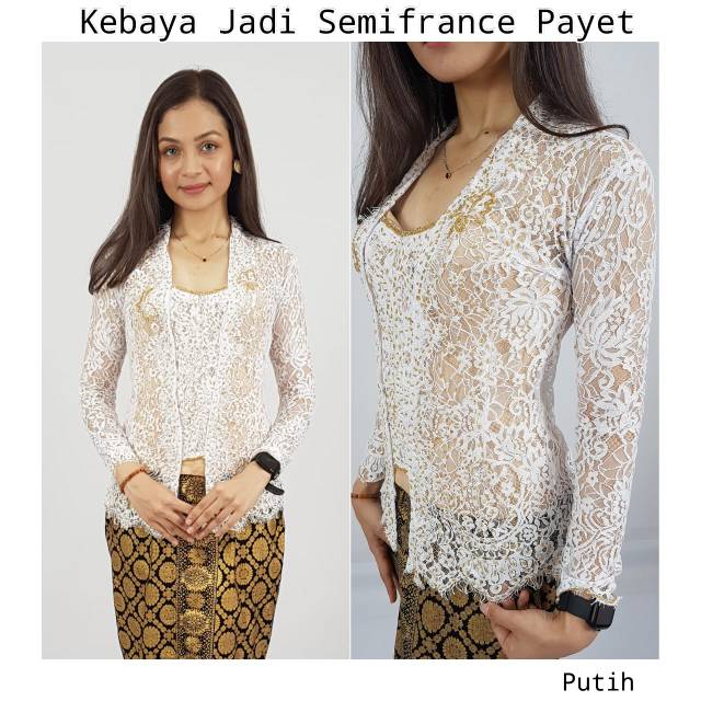Atasan Kebaya Jadi Kutubaru Lengan Panjang Semifrance Payet