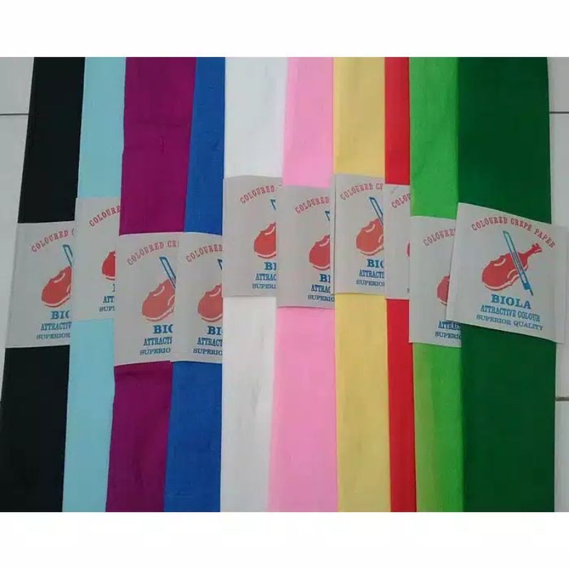 

Kertas krep klobot lembaran warna merah putih biru hijau kuning