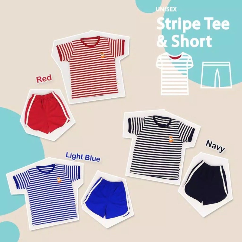 Twin Tiger Baby - Setelan Kaos Anak Tshirt Stripe / Pocket Tee Set Baju Anak Baju Bayi 0 -5 Th CBKS