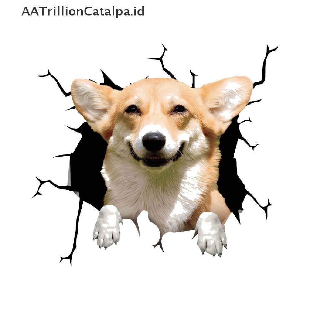 Aa Sticker Vinyl Desain Anjing Trillioncatalpa 3D Untuk Jendela Mobil