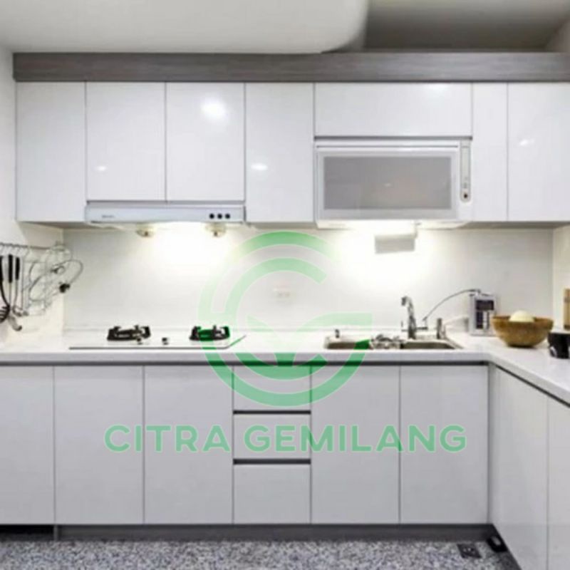 Stiker Skotlet Warna Putih Glossy/ Wallpaper Wall Sticker Untuk Dapur Lantai Meja Kamar Mandi