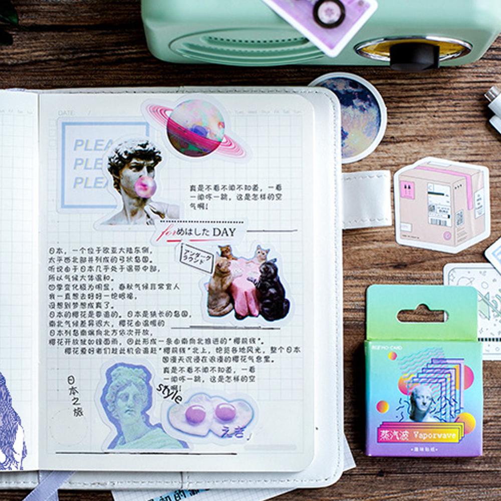 Timekey 46 Lembar / Kotak Stiker Dekorasi Buku Catatan / Jurnal / Scrapbook / Album / Diary DIY A2K3