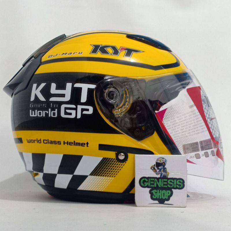 Helm KYT  half face helm KYT DJ MARU motif-#11 black yellow