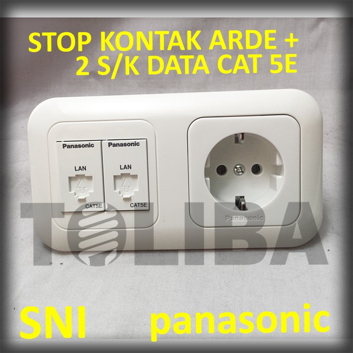 stopkontak arde non cp + 2 s/k stop kontak data cat5e panasonic ib SNI