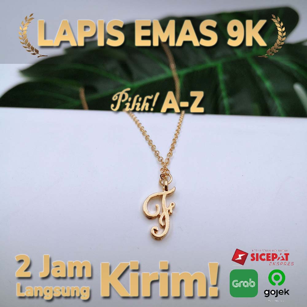 Kalung Huruf Inisial A-Z Lapis Emas 18K Kalung Berlian IMN111-F--M74