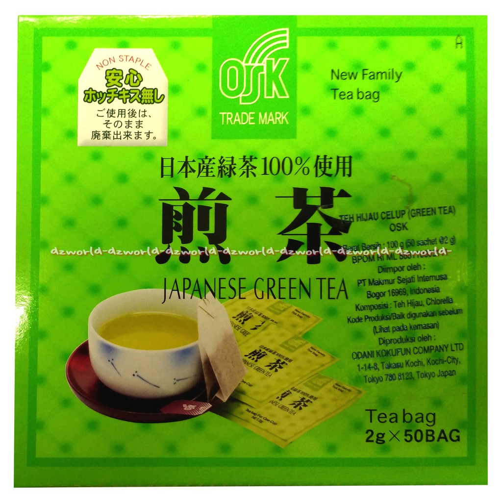 OSK New Family Japanese Green Tea Leave 50pcs Teh Hijau Jepang O.S.K Greentea Japan Macha Tea Kemasan Celup alal MUI OSK