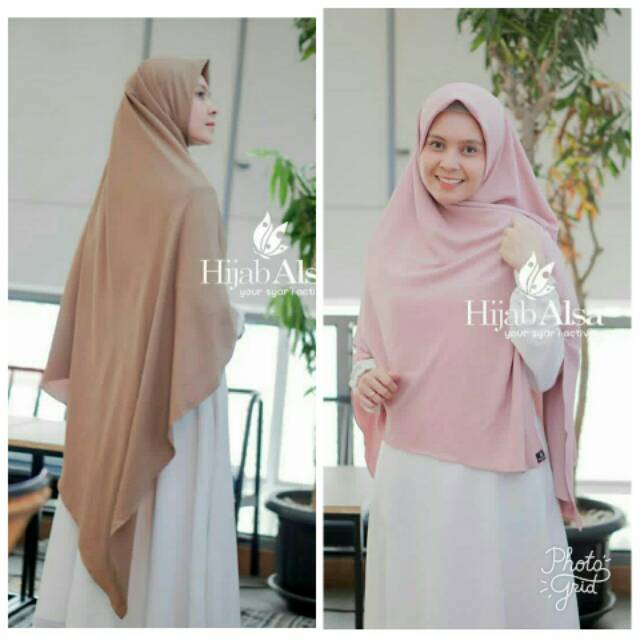 Khimar Sinta Polos Hijab Alsa Khimar segi empat Instan Khimar Syari  Jilbab Segi empat Instan