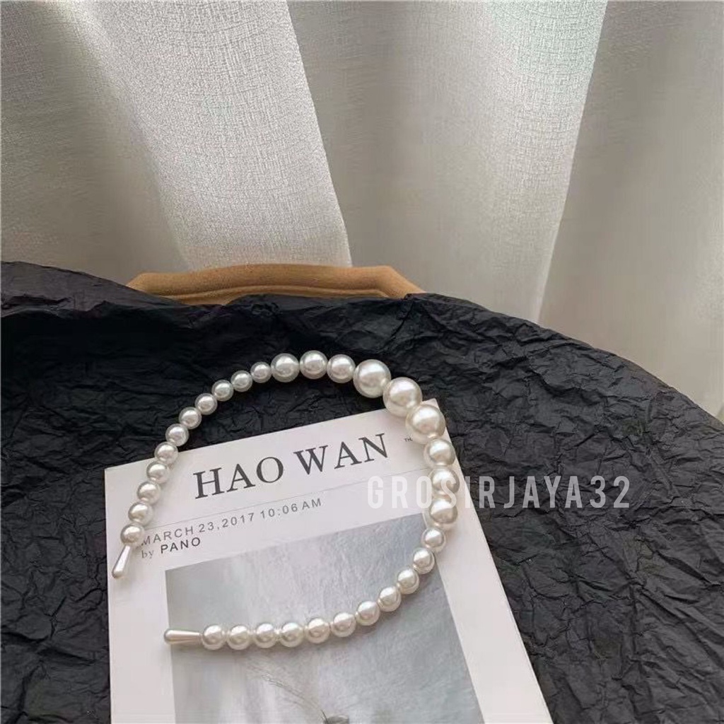 Bando Wanita Gaya Korea Aksen Mutiara Fashion Aksesoris Rambut Untuk Wanita Lokal