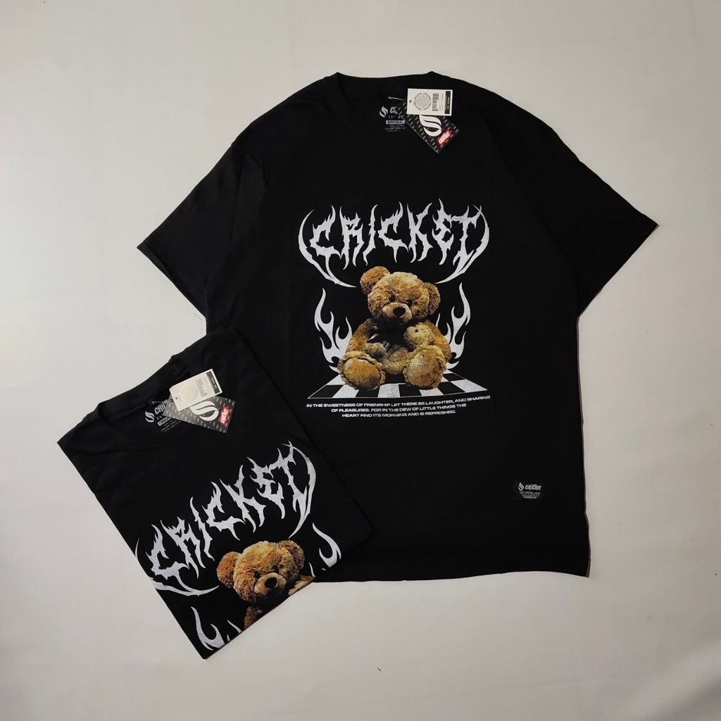 Kaos Distro Premium CRICKET Art WEAR BEAR AND CHILD Lengan Pendek/Kaos METAL Branded Terpopuler/Kaos