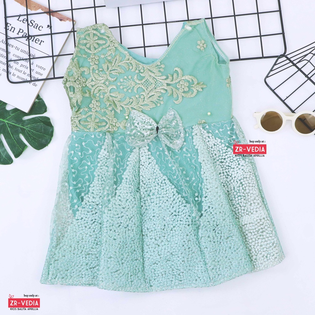 Dress Keira Uk Bayi - 8 Tahun / Dres Brukat Kensi Anak Perempuan Baju Baby Import Gaun Kondangan