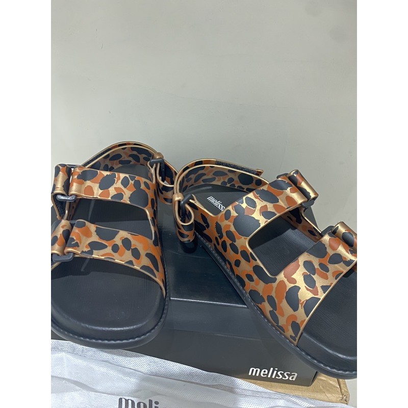 NEW MELISSA SANDAL PAPETE PRETTY PRINT AD BLACK/GOLD