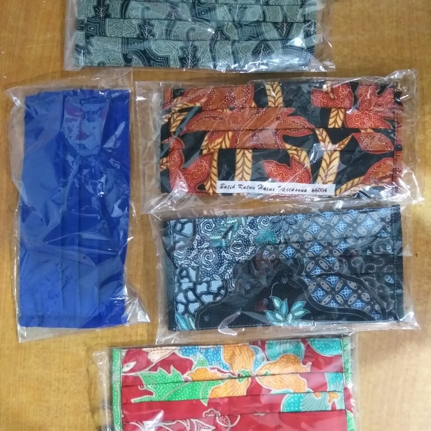 MASKER KAIN 3 PLY KAIN REUSABLE MOTIF POLOS BATIK FASHION MASK KATUN DEWASA UNISEX