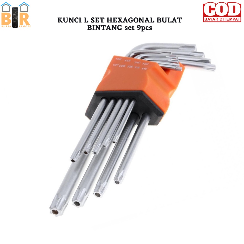 Kunci Set L Hexagonal Bintang Bulat Panjang Pendek Kombinasi Key Allen 9 Pcs