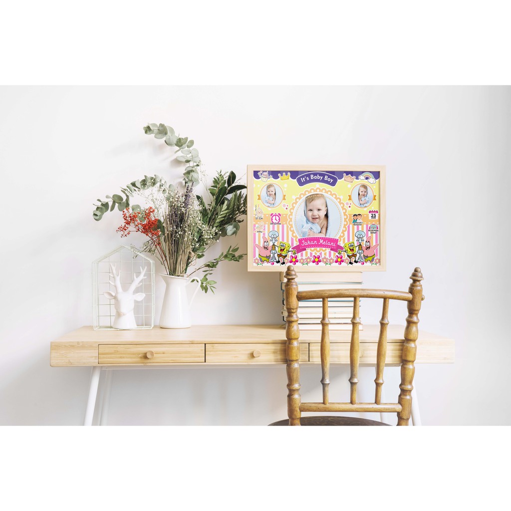 Baby Bio | Baby Frame | Kado Bayi | Foto Bayi Pigura | Nama Bayi | Biodata Bayi (Landscape)