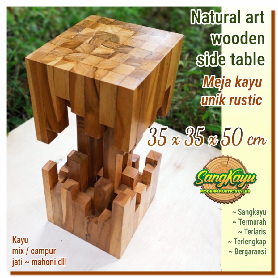 meja kayu unik rustic meja samping wooden side table meja sudut kayu