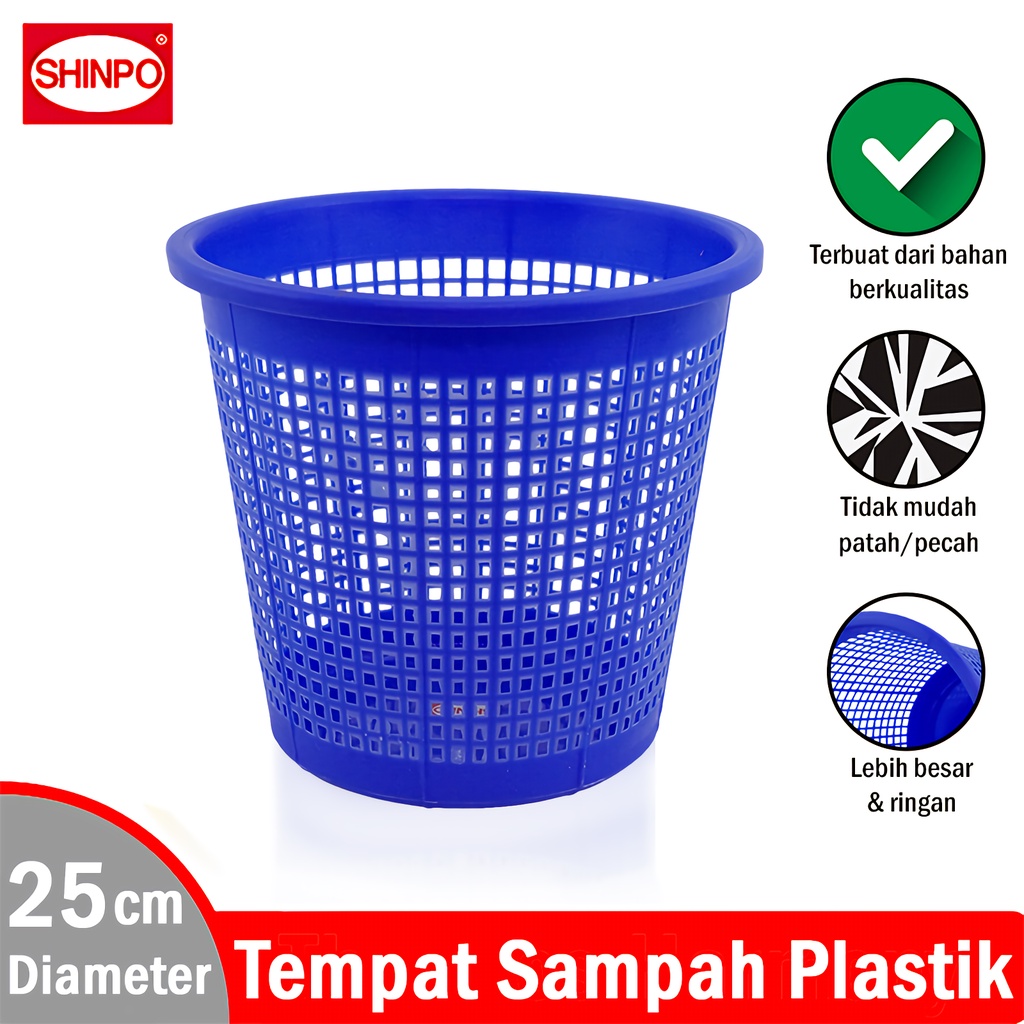 SHINPO Tempat Sampah Rumah Diameter 25 CM Plastik Trash Can Perlengkapan Rumah SPO-SIP-830 Varian Wa