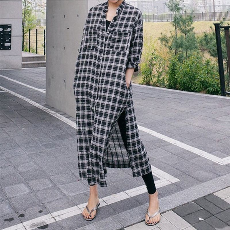 MDLV ~ 9238# Giralda Plaid Shirt Dress Slide Dress Kotak Fashion Import