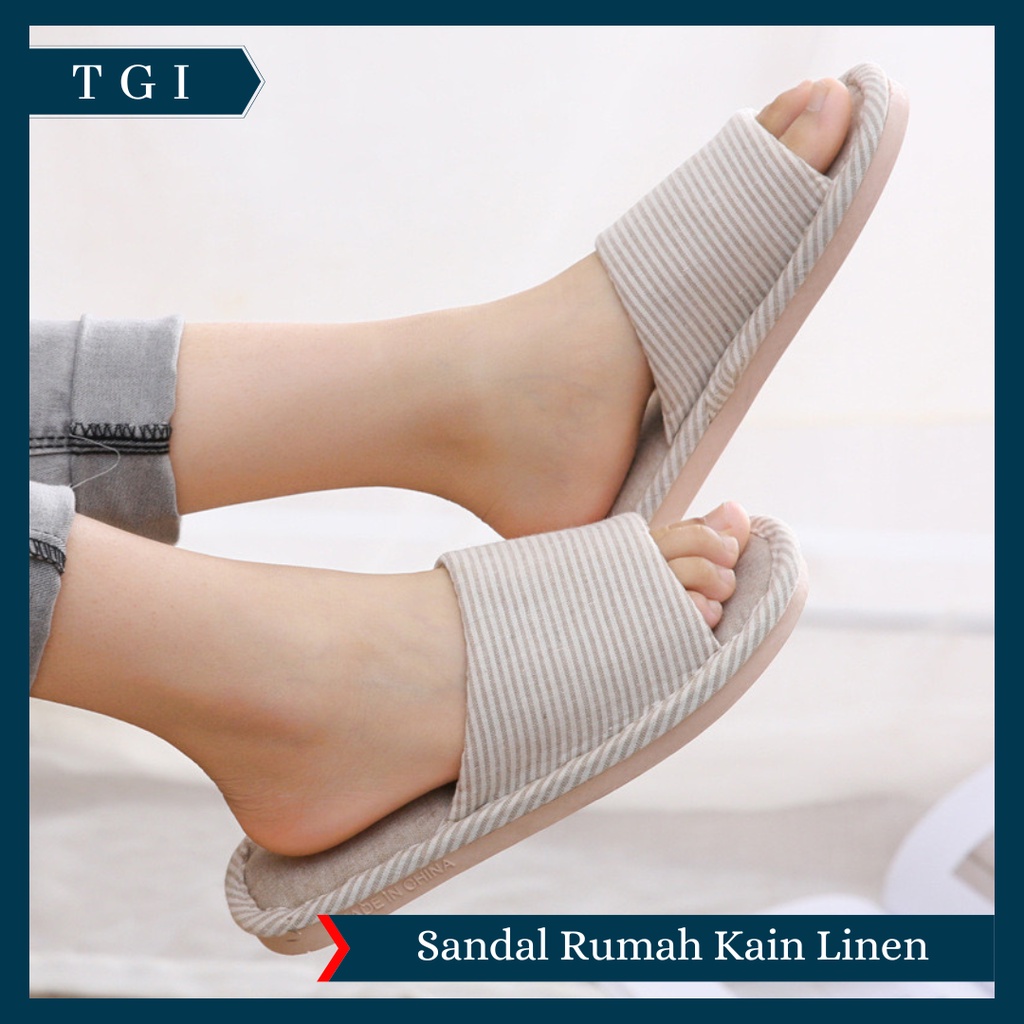 TGI - SANDAL RUMAH EMPUK NYAMAN ELEGAN MODIS / SANDAL KAMAR INDOOR HALUS MOTIF GARIS / SLIPPER SANDAL RUMAH KAIN EMPUK KAMAR TIDUR / SANDAL RUMAH PREMIUM