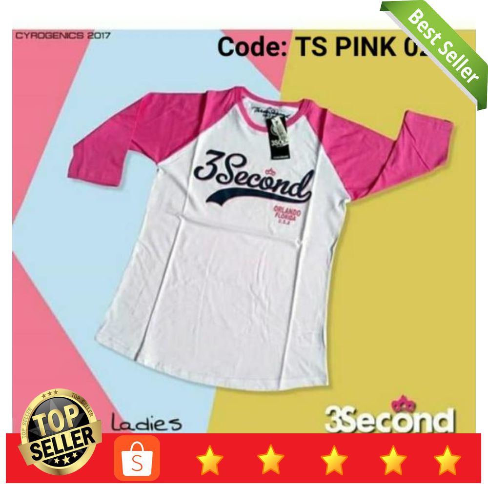 KAOS RAGLAN WANITA CEWEK 3SECOND SUPREME THRASHER BAJU T SHIRT DISTRO