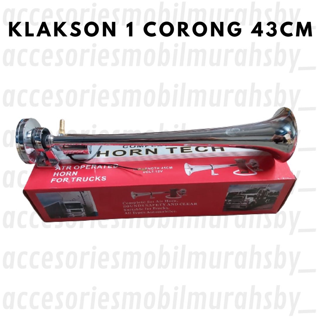 Klakson Angin 1 Corong Terompet 12v &amp; 24v 43cm Air Horn Mobil Truck Engkel Container Minibus